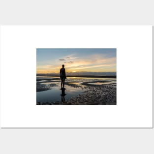 Sunset light, Crosby beach Posters and Art